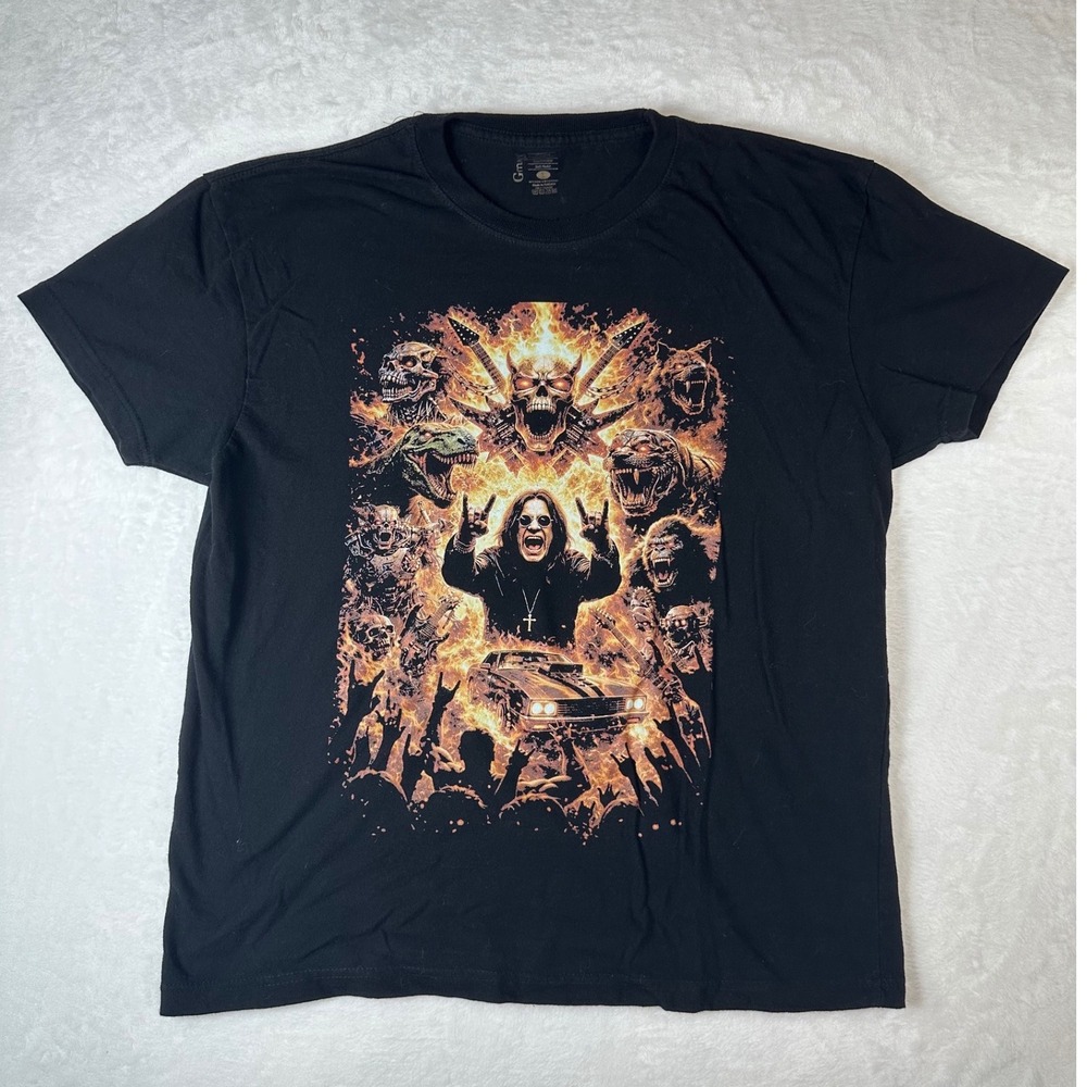Ozzy Osbourne Gman Graphic T-Shirt Black Mens Large Heavy Metal Rock Tee
